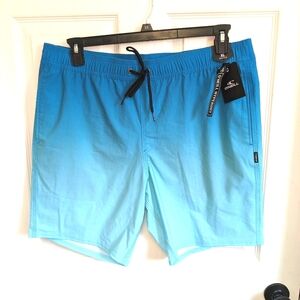 O'NEILL Stockton Print E-Waist Stretch Hybrid Swim trunks Mens Size XL Ombre Blu
